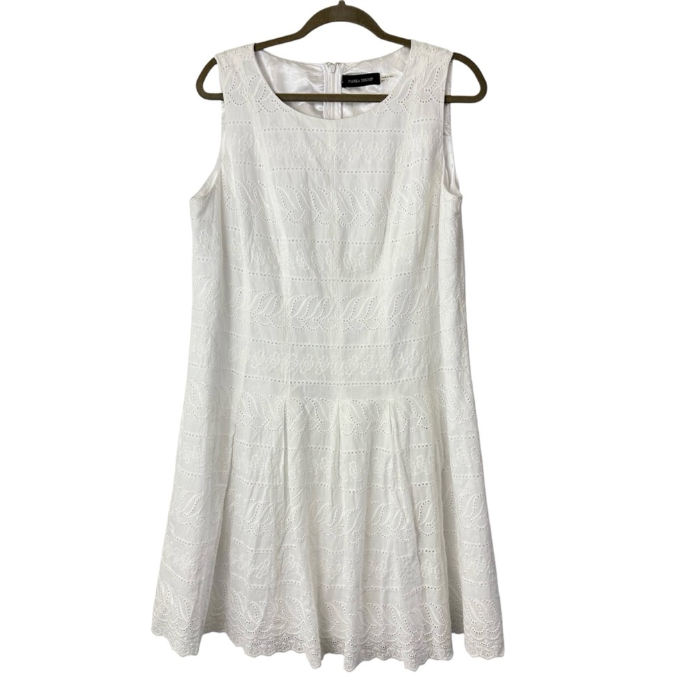 Ivanka Trump White Eyelet Cotton Dress Spring Summer Women’s Size 14W